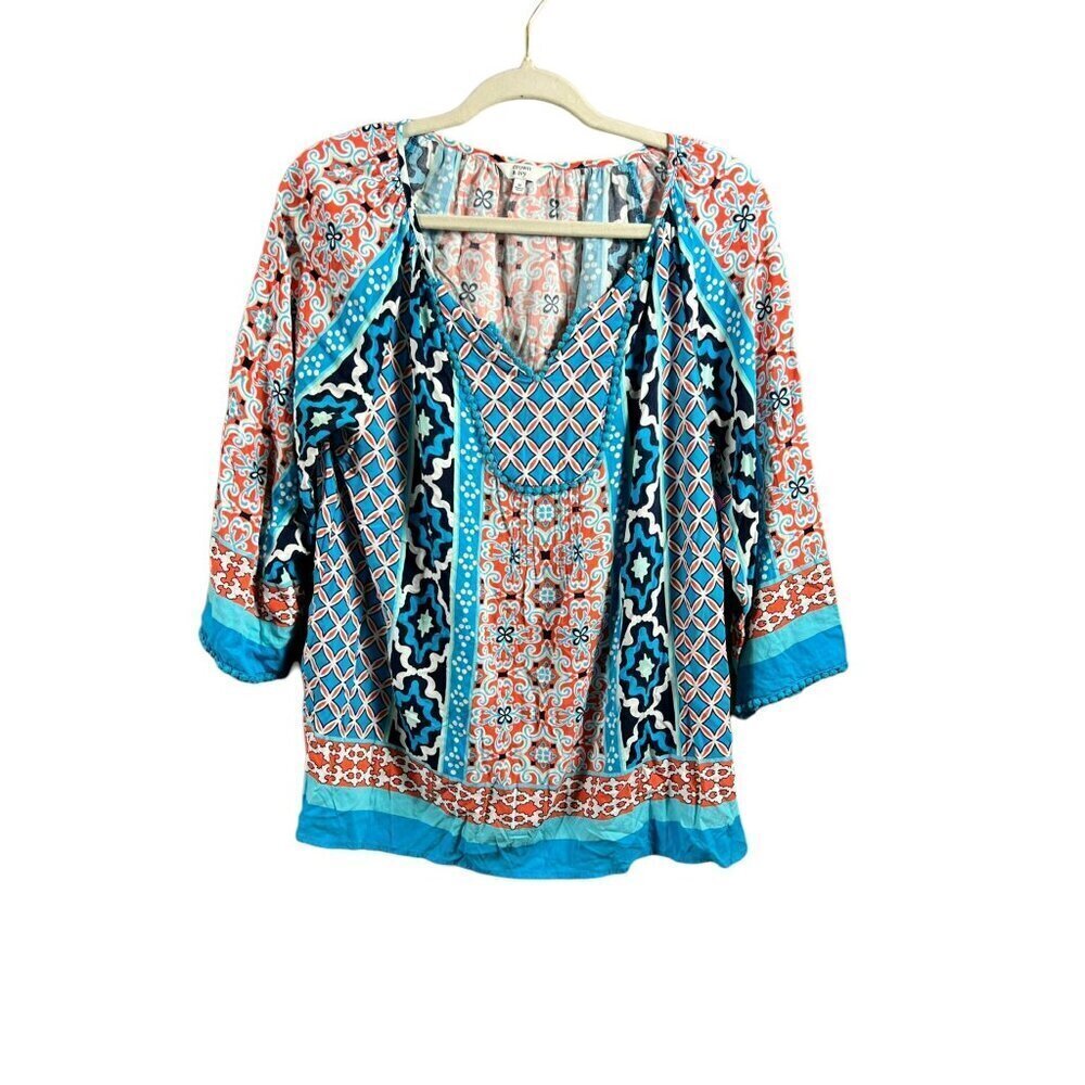 Crown & Ivy Women's Multi Blue Blouse